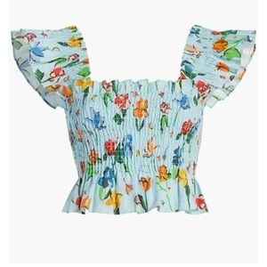 Hill House Home Space Floral Paz Top in Blue Linen